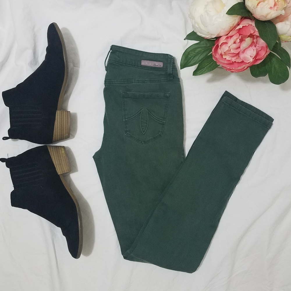 Anthro Level 99 Skinny Straight Green Jeans sz 26